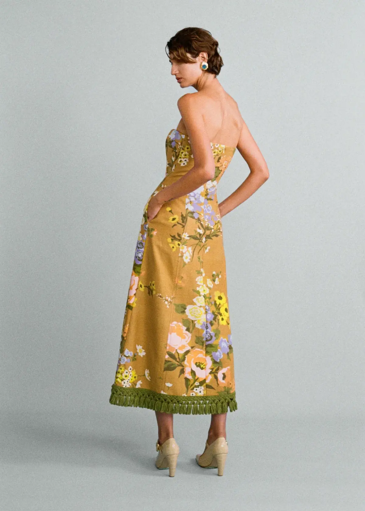 Lovaan Philippa Dress Linen Meadow Size 8 - Image 2