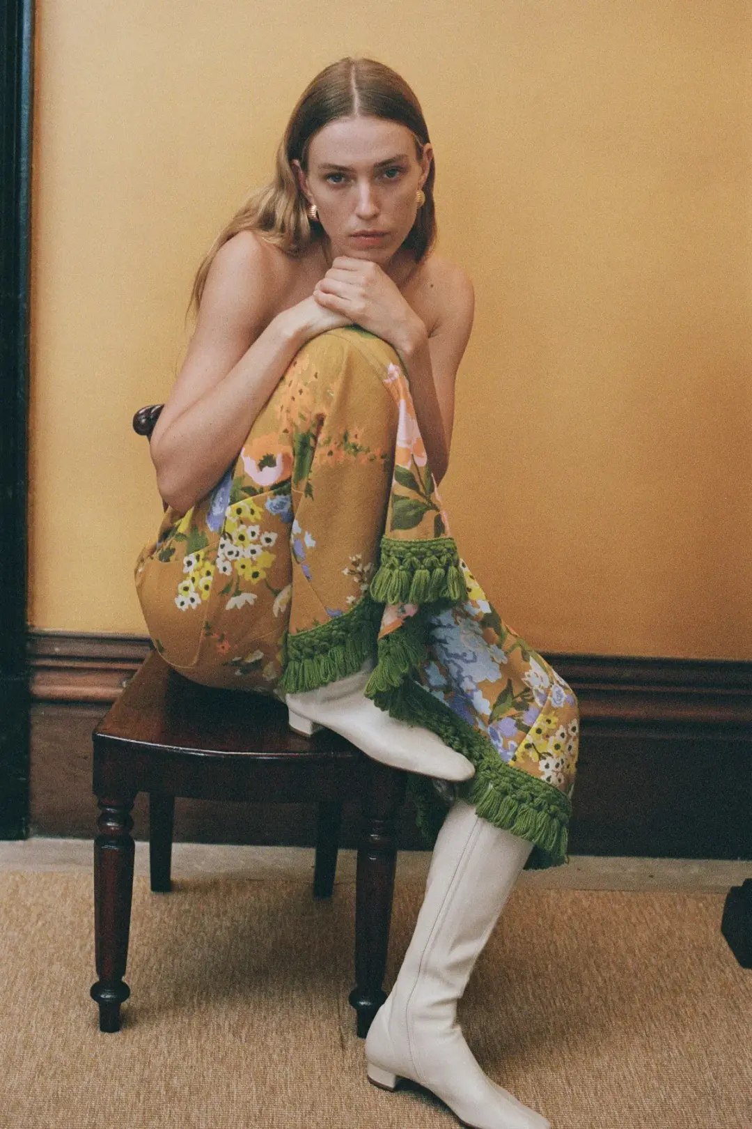 Lovaan Philippa Dress Linen Meadow Size 10 for rent on The Volte - main image