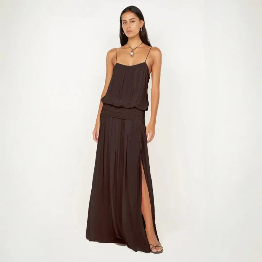 Bec + Bridge Camille Blouson Dress in Dark Chocolate Size 8 for rent on The Volte - main image