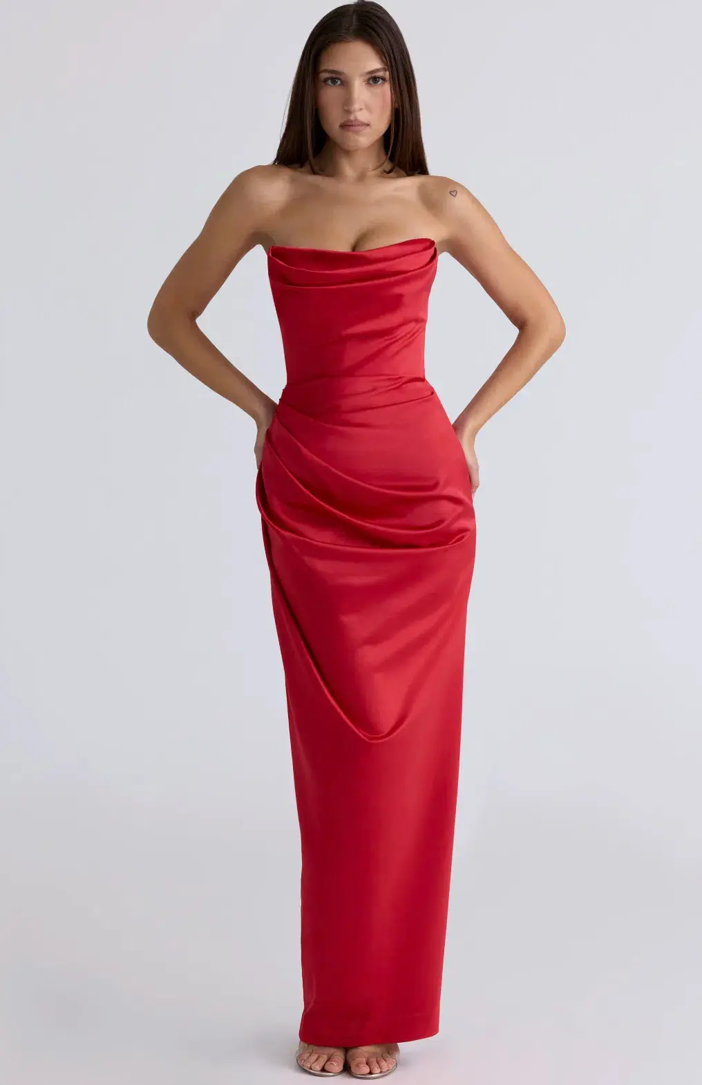 House of CB Adrienne Gathered Strapless Gown (RED) size 8 - Image 2