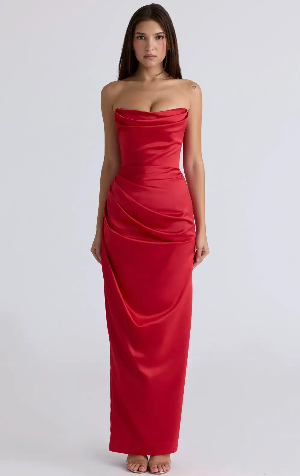 House of CB Adrienne Gathered Strapless Gown (RED) size 8 - Image 1