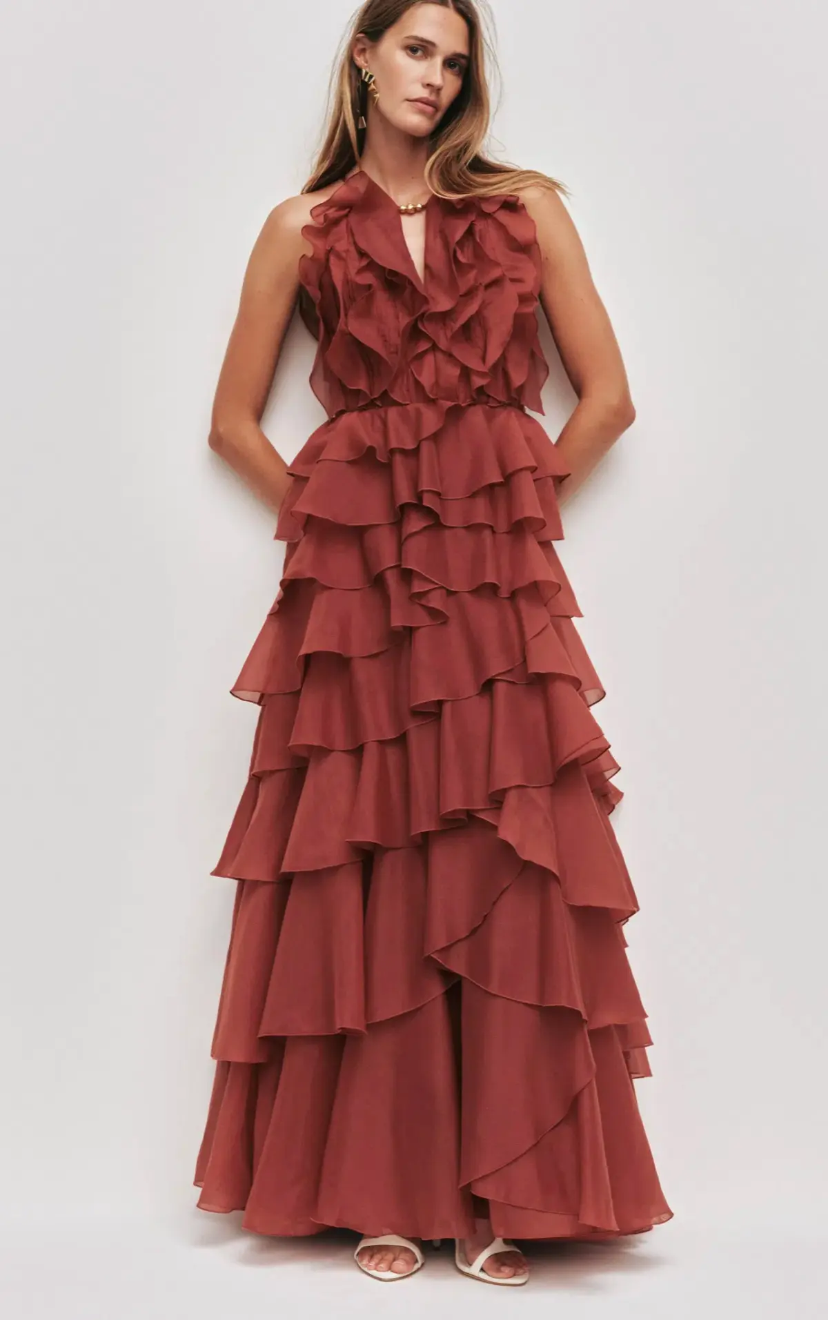 Aje Cleo Gown in Rust Sz 8 - Image 1