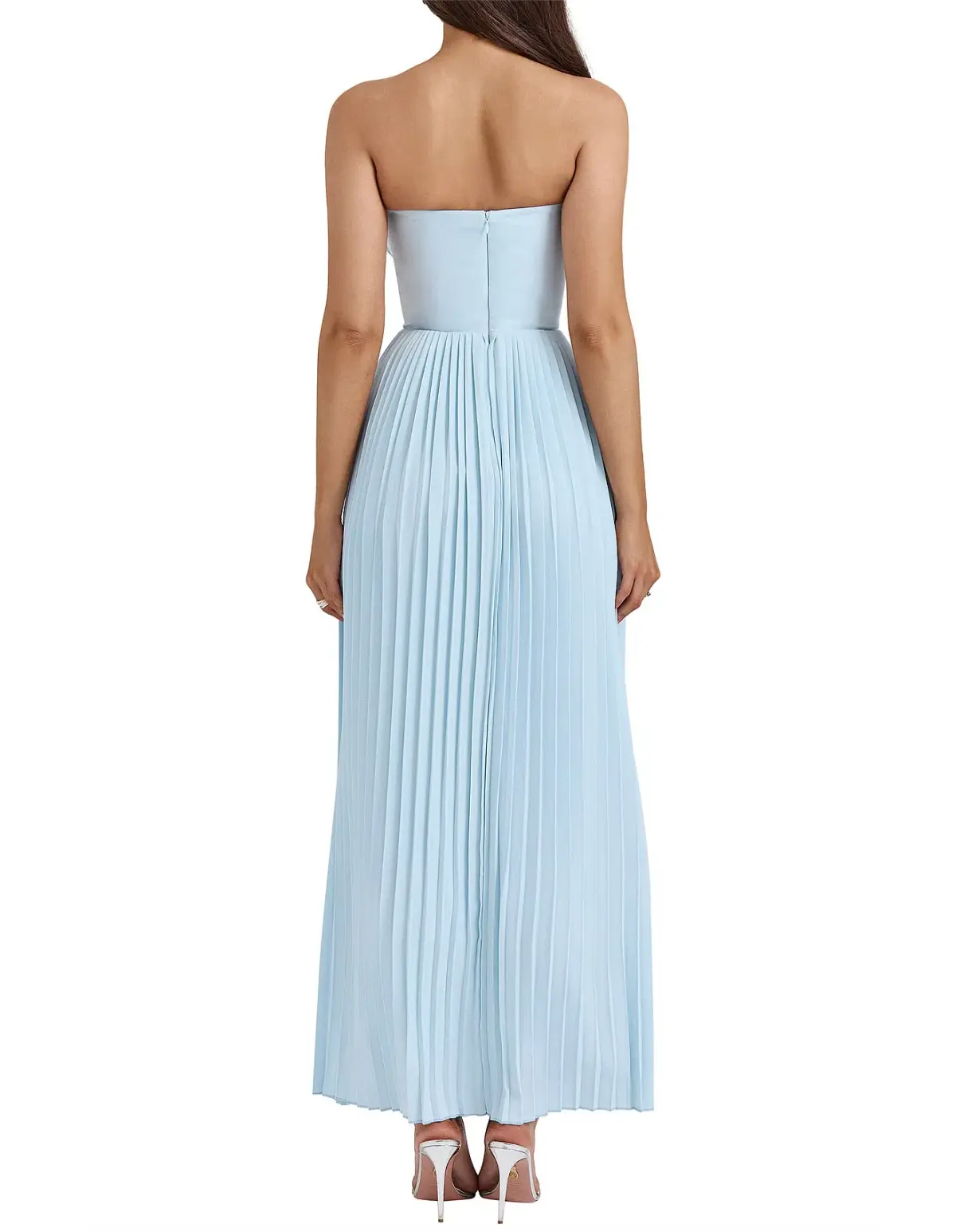 House of CB Marcella Ocean Blue Pleated Maxi Dress - Image 3