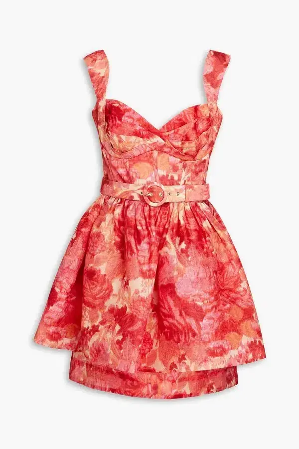 Zimmermann High Tide Mini Dress in Pink Ikat Floral Size 1 / AU 10 - Image 6