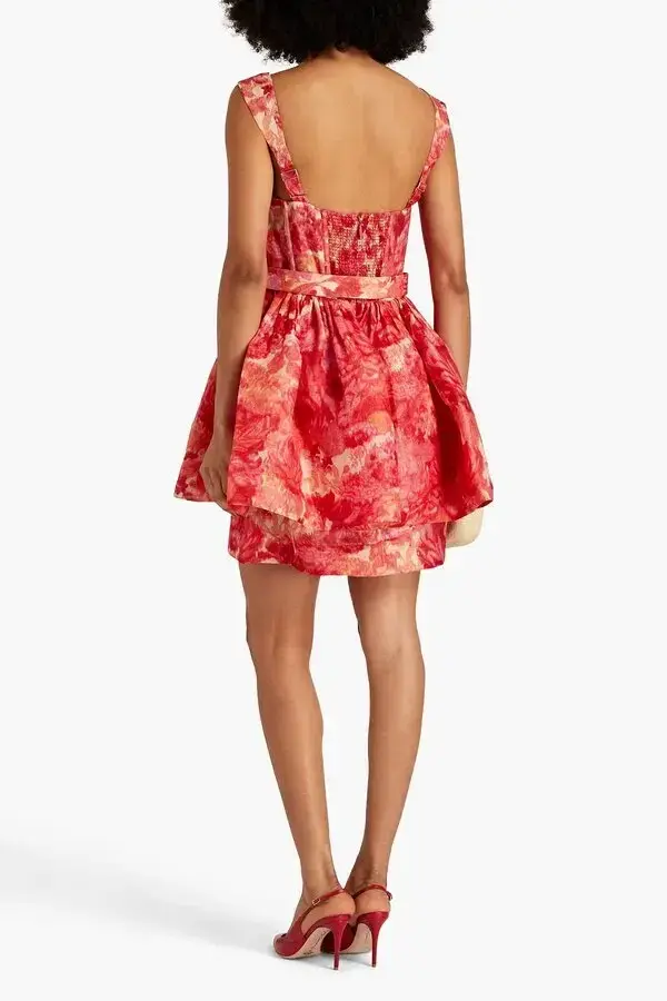 Zimmermann High Tide Mini Dress in Pink Ikat Floral Size 1 / AU 10 - Image 2