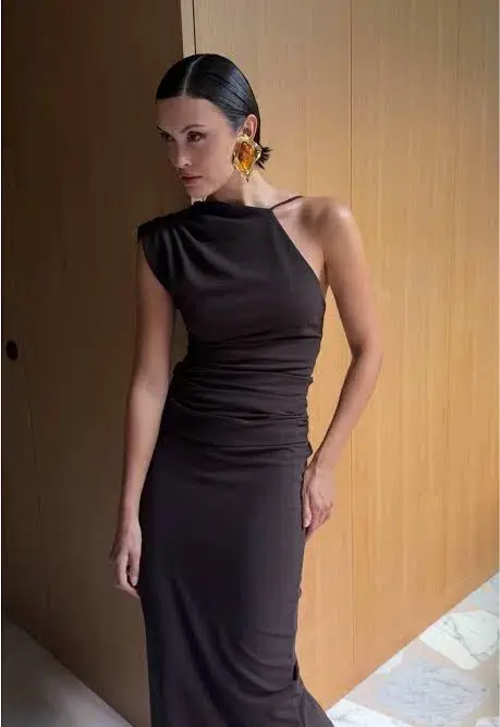 Effie Kats Greer Gown Asym in Coffee Chocolate Brown in Size XS / 6 AU - Image 4