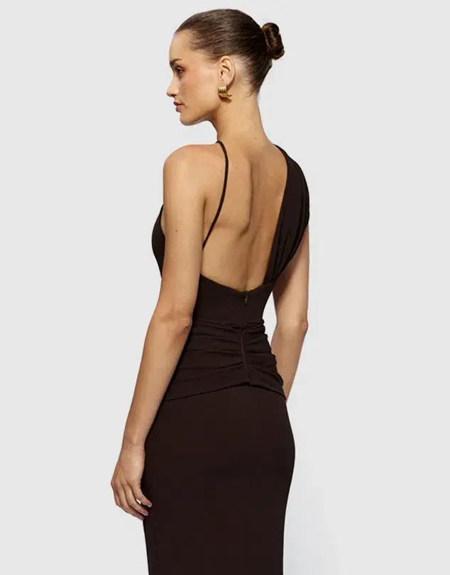 Effie Kats Greer Gown Asym in Coffee Chocolate Brown in Size XS / 6 AU - Image 3