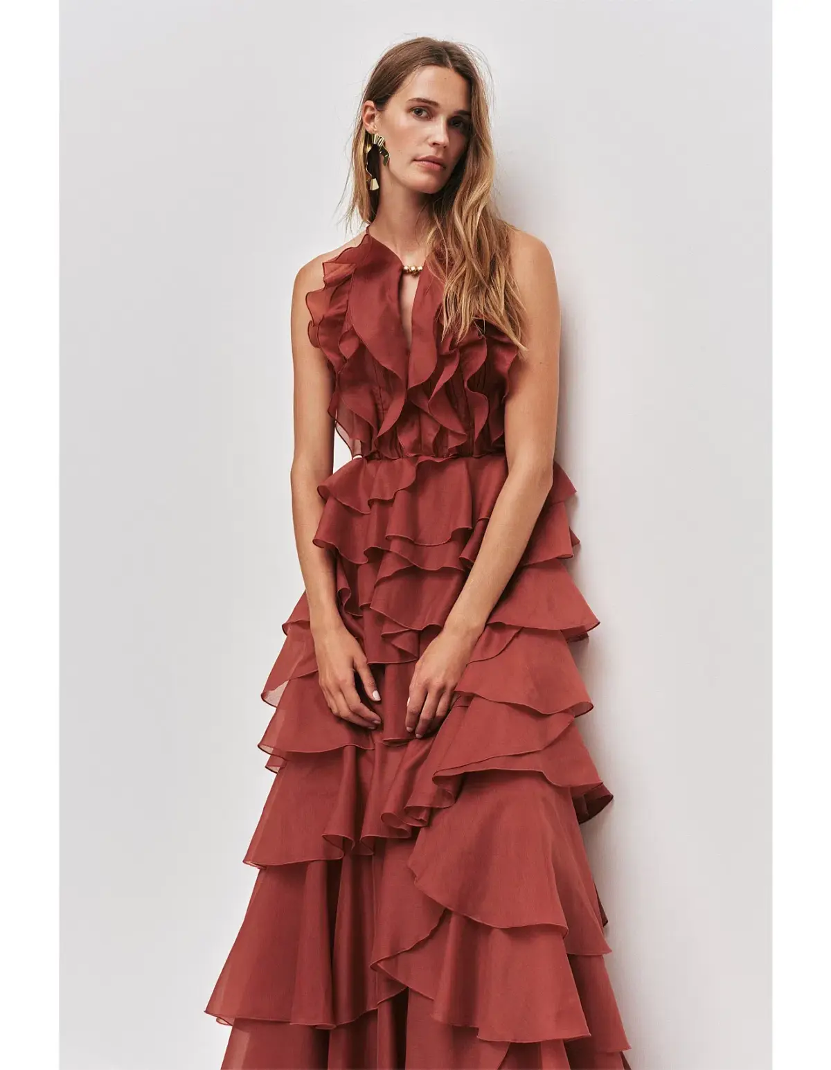 Aje Cleo Gown in Rust Size 6 - Image 2