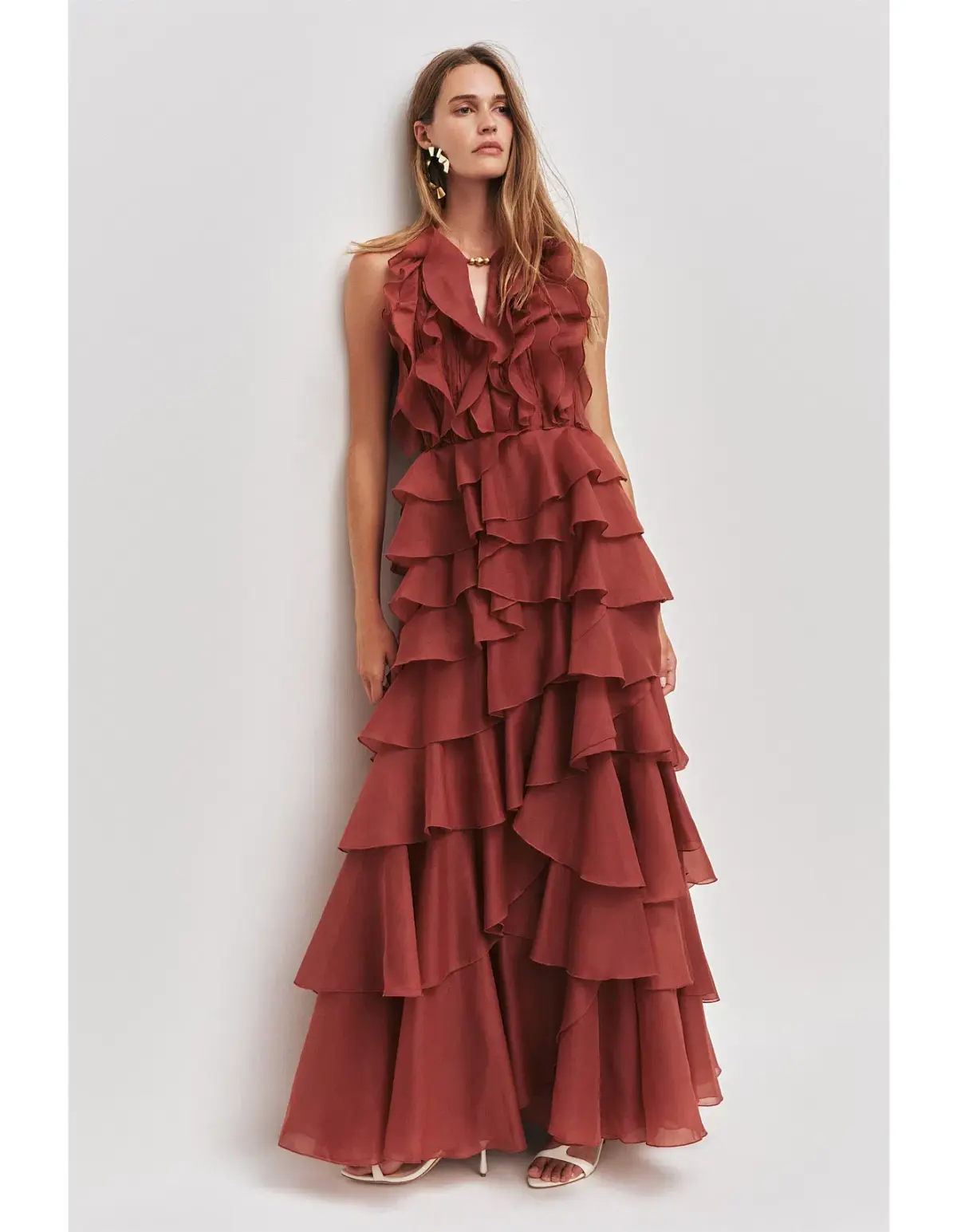 Aje Cleo Gown in Rust Size 6 - Image 4