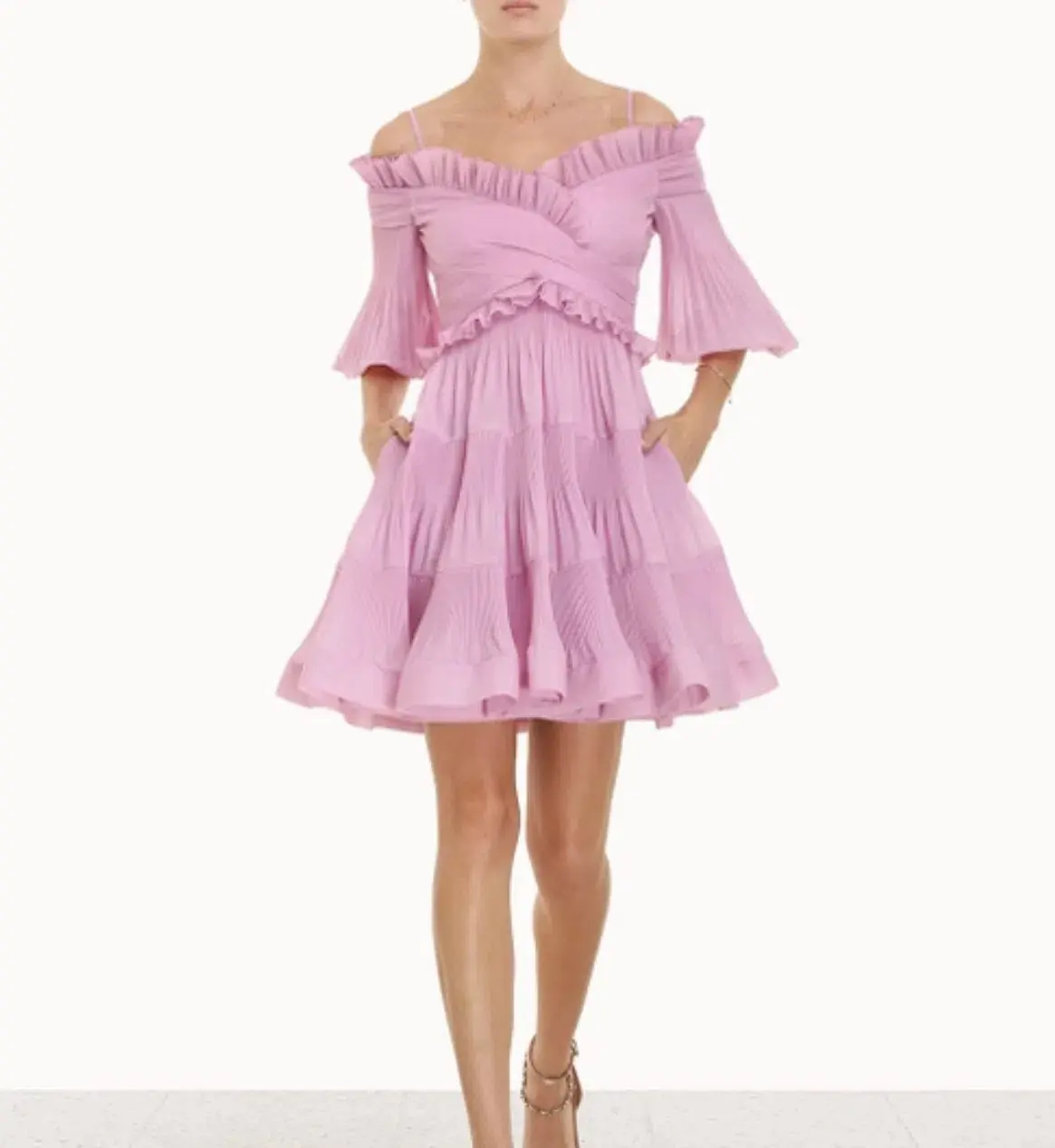 ZIMMERMAN Pleated off shoulder mini in lilac - Image 3