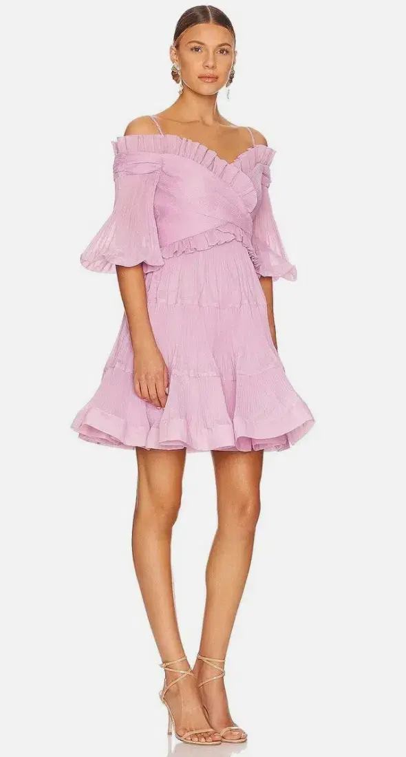 ZIMMERMAN Pleated off shoulder mini in lilac - Image 2