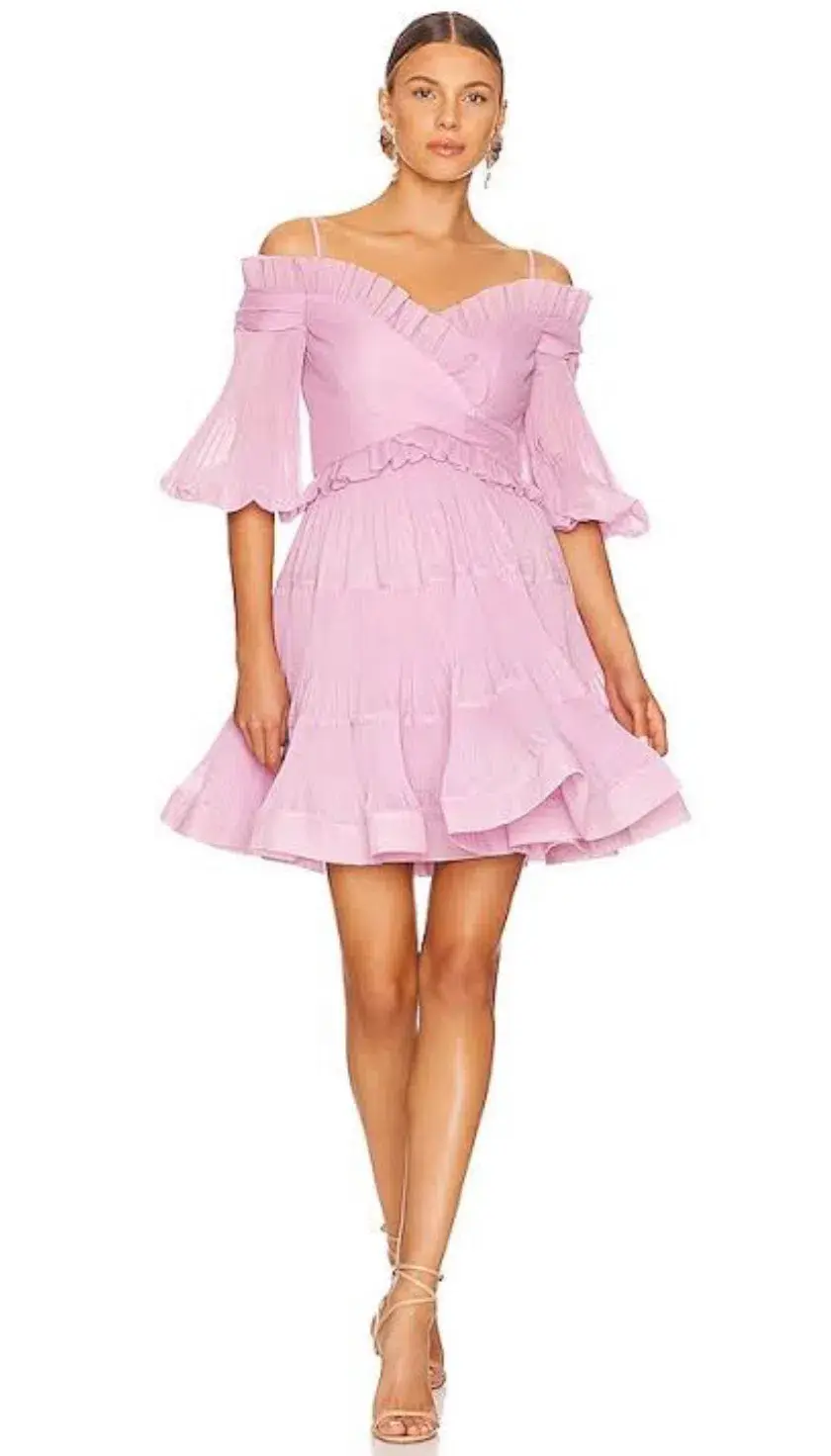 ZIMMERMAN Pleated off shoulder mini in lilac - Image 1