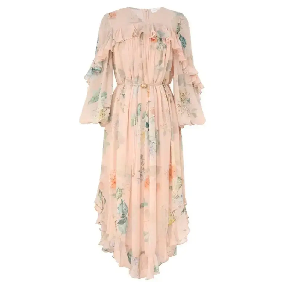 Zimmermann ILLUMINATE CAPE DRESS PEACH HYDRANGEA size 4 - Image 1