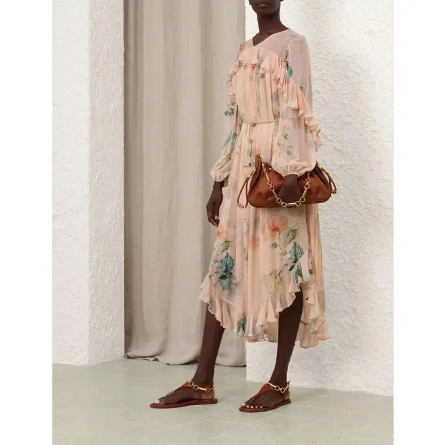 Zimmermann ILLUMINATE CAPE DRESS PEACH HYDRANGEA size 4 - Image 2