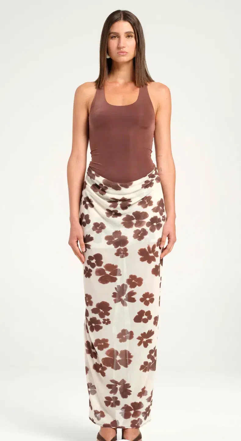 Benni Piper Maxi Dress in Coco Blossom Brown AU 8 - Image 1