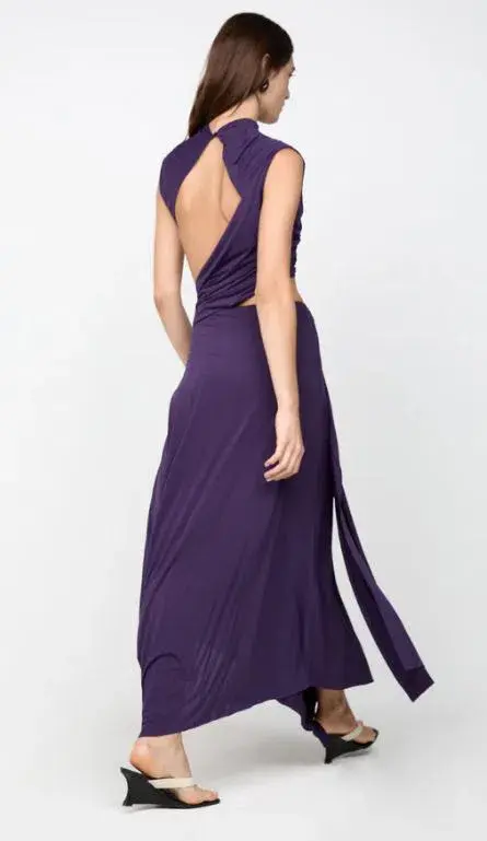 Bec and Bridge Leihla Draped Midi Dress in Deep Violet Size 8 - Image 3