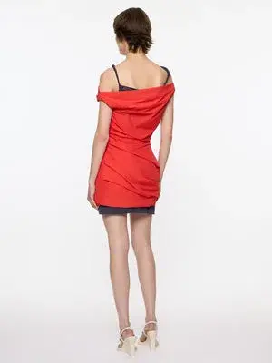 Paris Georgia Atlas Mini Dress | Red/Navy Size XS - Image 2