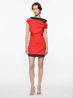 Paris Georgia Atlas Mini Dress | Red/Navy Size XS - Image 3