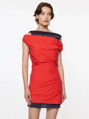 Paris Georgia Atlas Mini Dress | Red/Navy Size M - Image 2