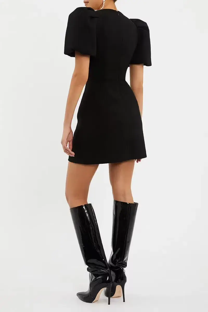 Rebecca Vallance Yvonne Bow Mini Dress Black Size 10 for rent on The Volte - main image