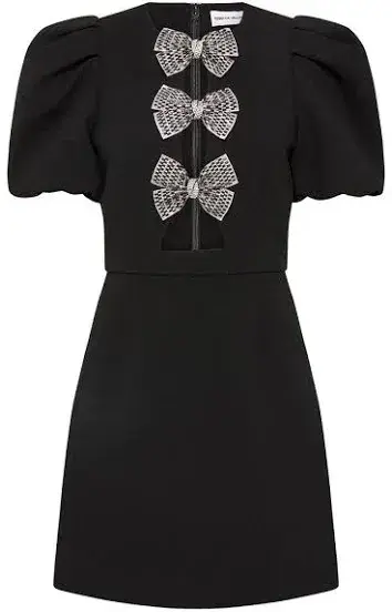 Rebecca Vallance Yvonne Bow Mini Dress Black Size 10 for rent on The Volte - main image