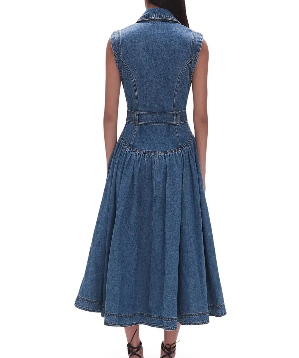 Aje Elena Blue Denim Midi Dress Size 10 - Image 3