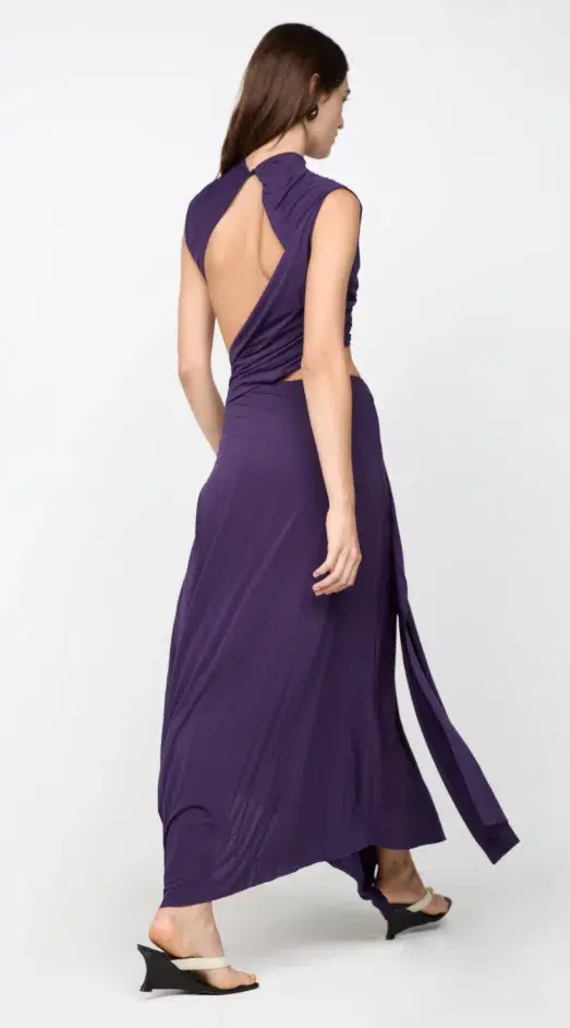 Bec & Bridge LEILAH DRAPE MIDI DRESS DEEP VIOLET Size 10 - Image 2
