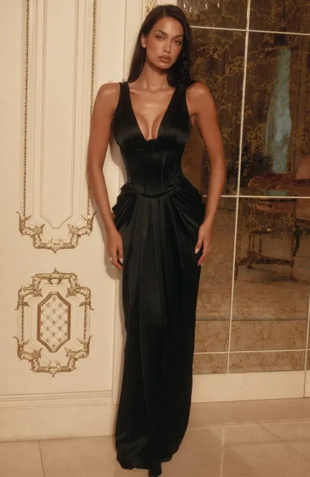 House of CB Angeline black satin hourglass maxi dress - limited edition Size M - Image 1