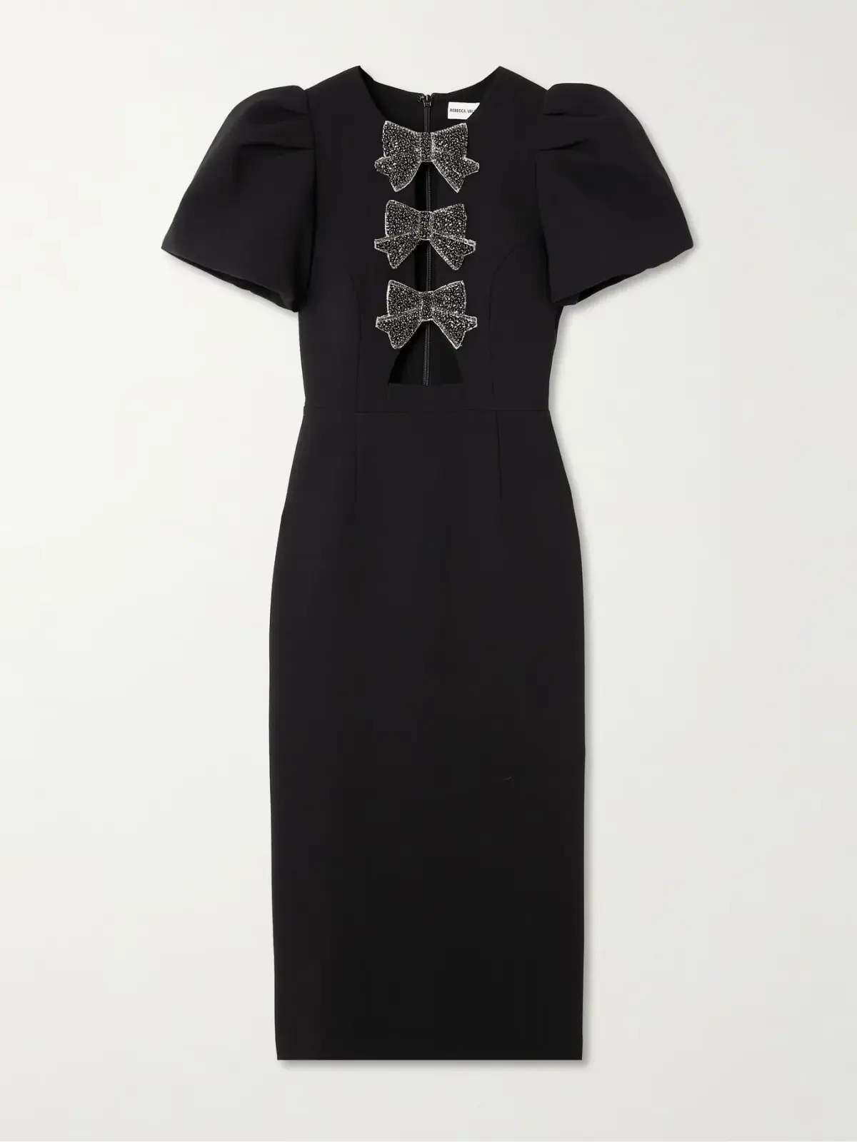 Rebecca Vallance Eliana Puff Sleeve Midi Dress Black Size 12 - Image 3