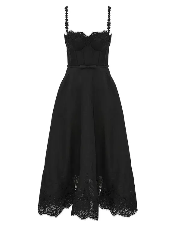 Zimmermann Hypnotic Lace Trim Gown Black Size 3 - Image 1