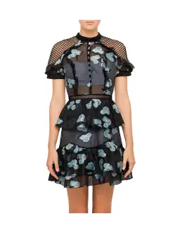 Self Portrait Fil Coupe Open Back Cape Mini Dress for rent on The Volte - image 2