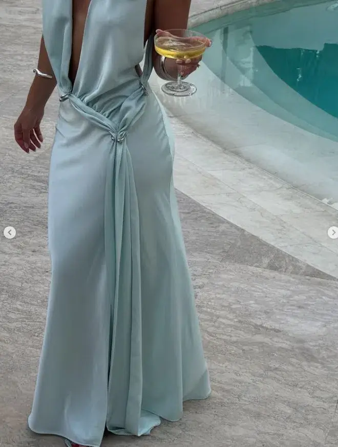Misha Collection The Harlow Satin Maxi Dress in Ice Blue Size Medium / 10 AU - Image 7