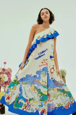 Alemais Nadia One Shoulder Ruffle Dress Print Size AU 14 for rent on The Volte - image 4