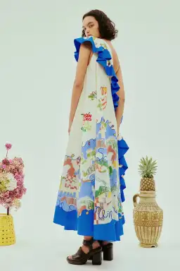 Alemais Nadia One Shoulder Ruffle Dress Print Size AU 14 for rent on The Volte - image 3