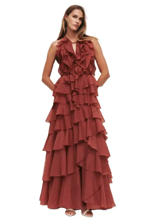 Aje Cleo Maxi Gown in Rust Red Size 10 - Image 1