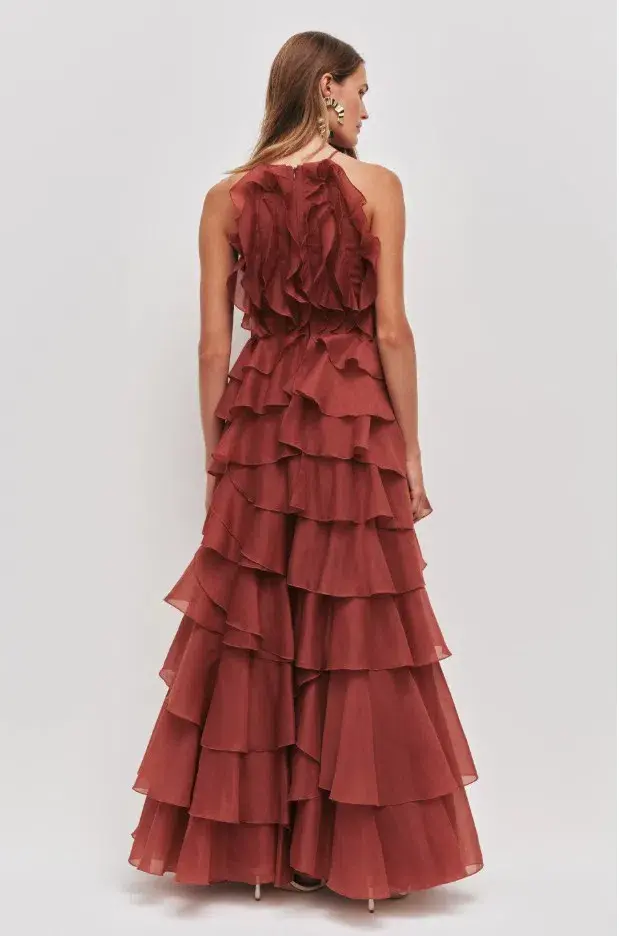 Aje Cleo Maxi Gown in Rust Red Size 10 - Image 4