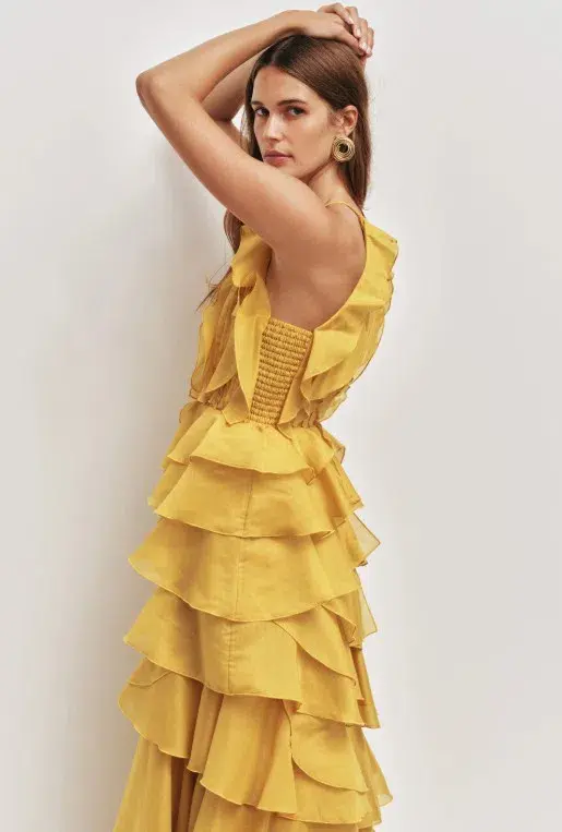 Aje Cleo Maxi Gown in Chartreuse Yellow Size 16 - Image 3