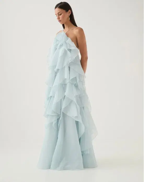 Aje Pandorea Layered Maxi Dress Silver Blue Size 4 - Image 3