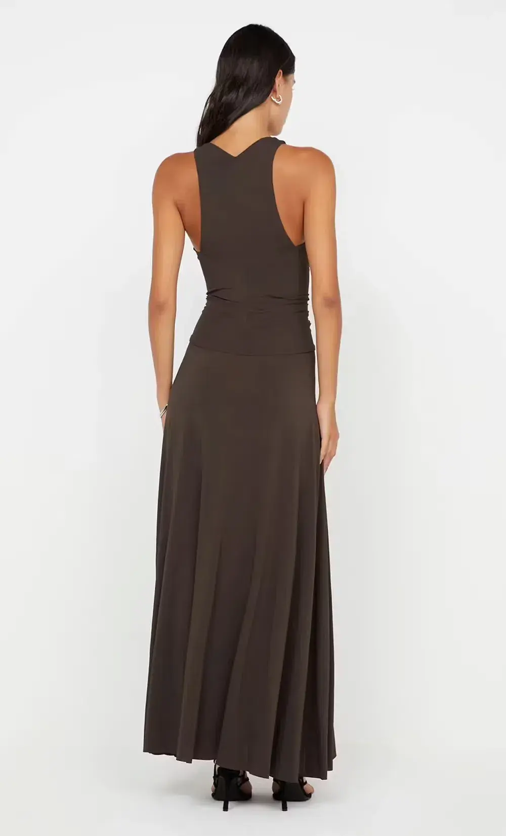 Bec and Bridge Greta Racerback Gown in Dark Chocolate Brown in Size 6 / xs au for rent on The Volte - main image