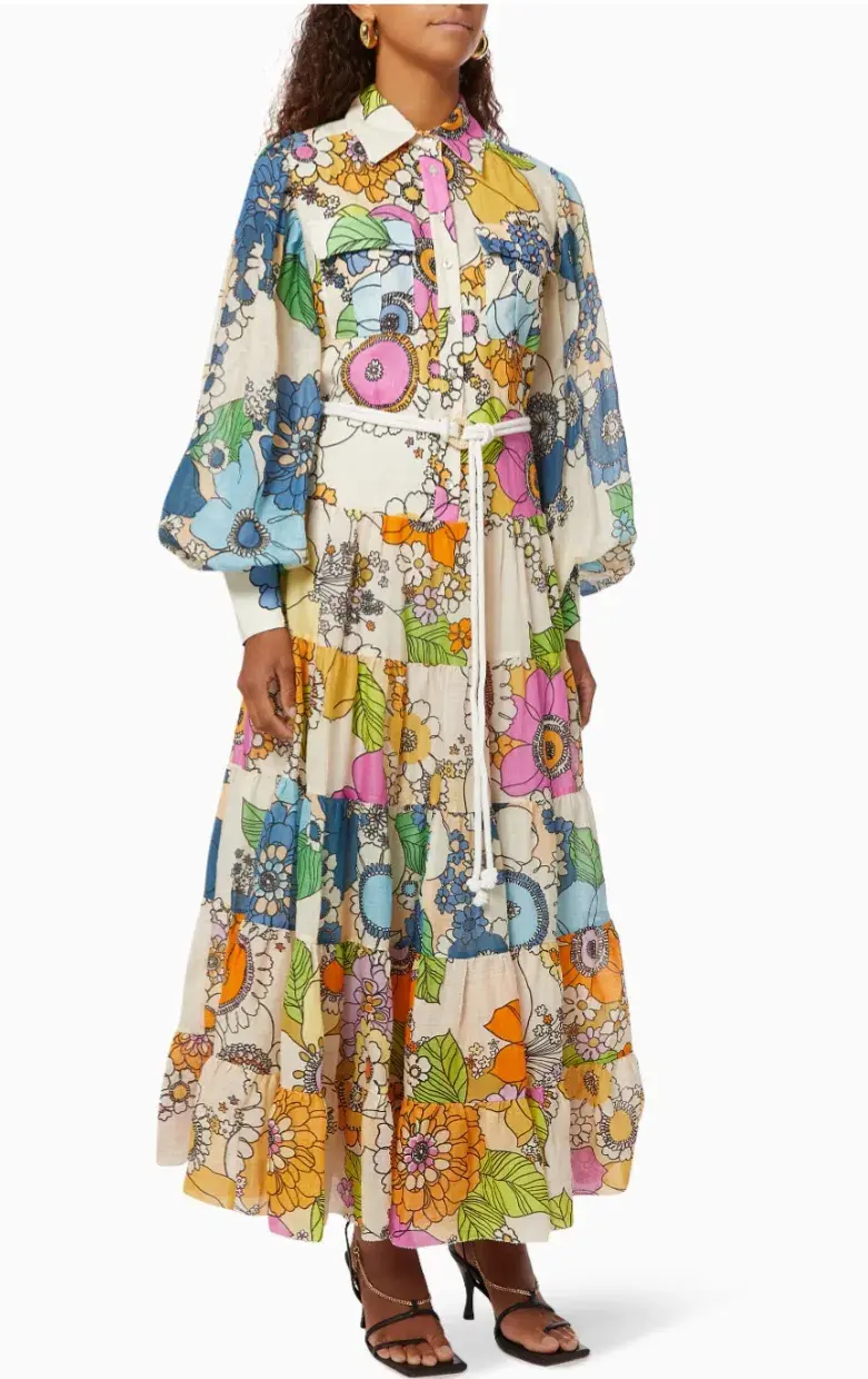 Alemais Farrah Tiered Shirt Dress in Floral Multi Size 8 - Image 1