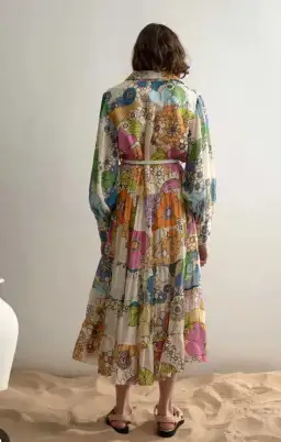 Alemais Farrah Tiered Shirt Dress in Floral Multi Size 8 for rent on The Volte - image 2