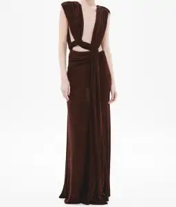 Misha The 'Naomi' Draped Rib Dress Chocolate for rent on The Volte - image 1
