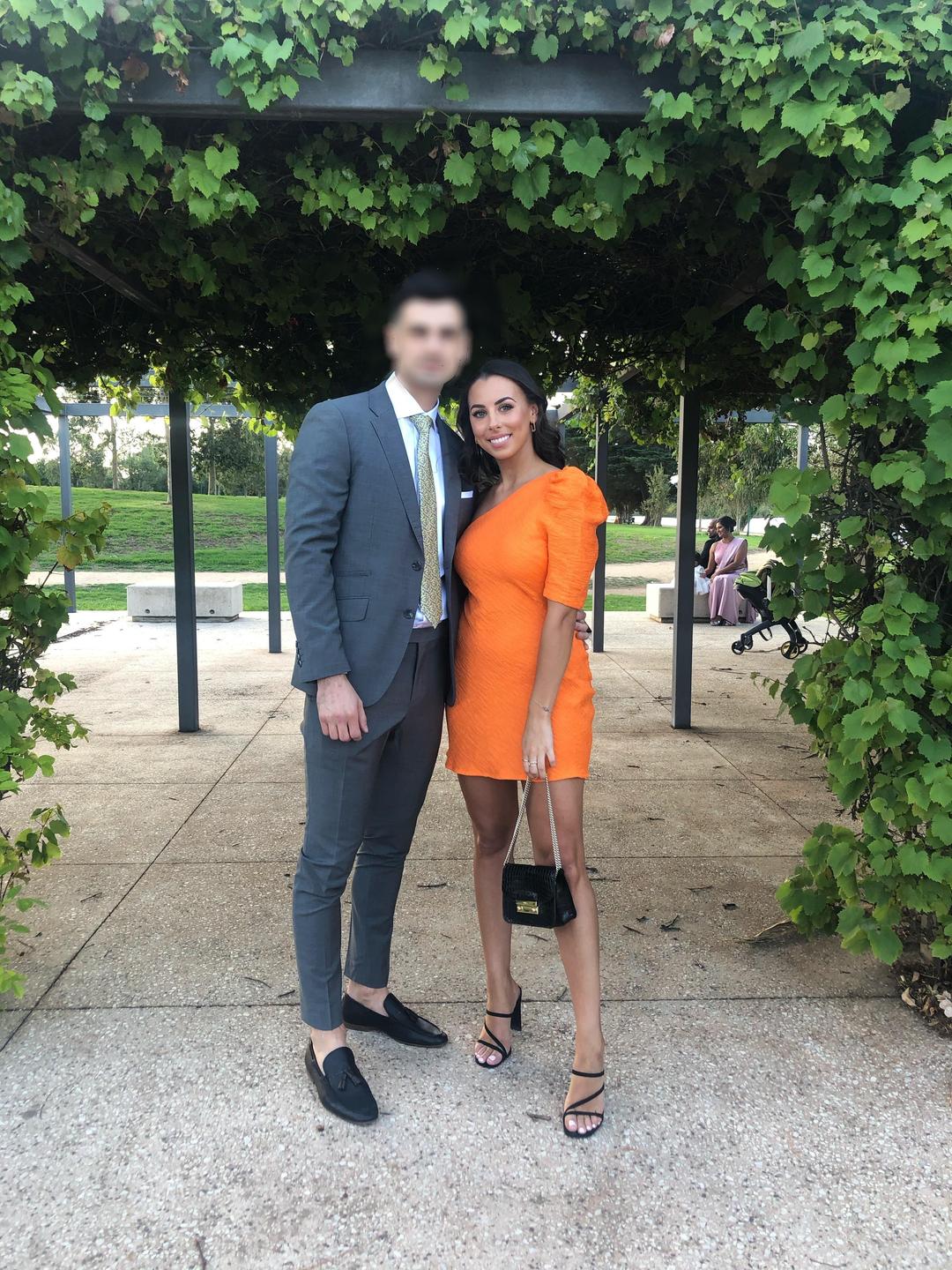 By Johnny Shell Shoulder Sleeve Mini Dress for rent on The Volte - main image