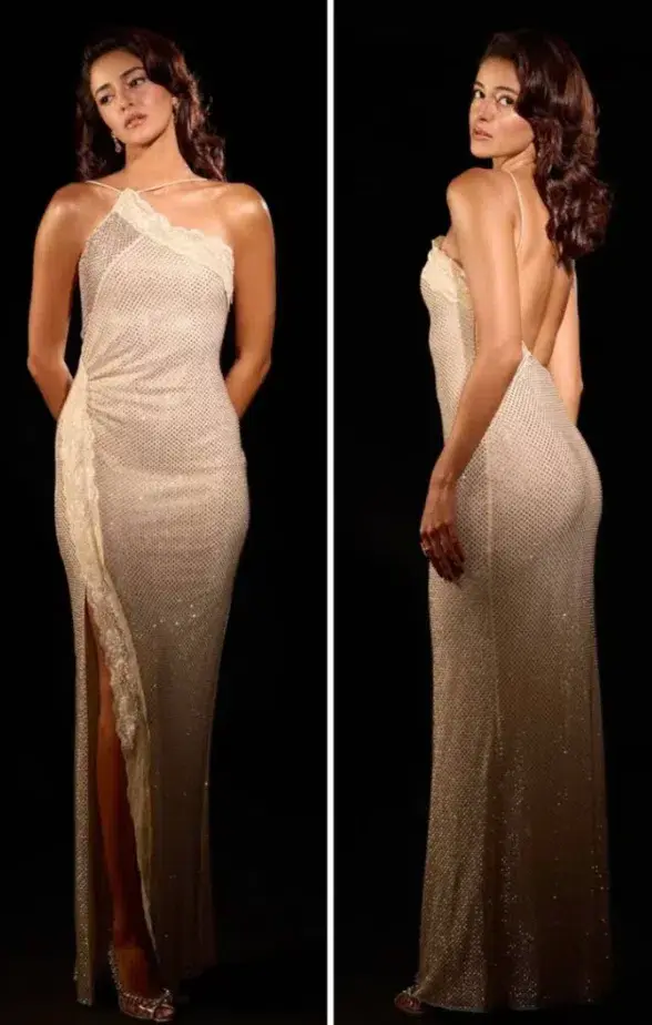 SELF-PORTRAIT CHAMPAGNE RHINESTONE LACE TRIM MAXI DRESS IN AU 8 for rent on The Volte - main image