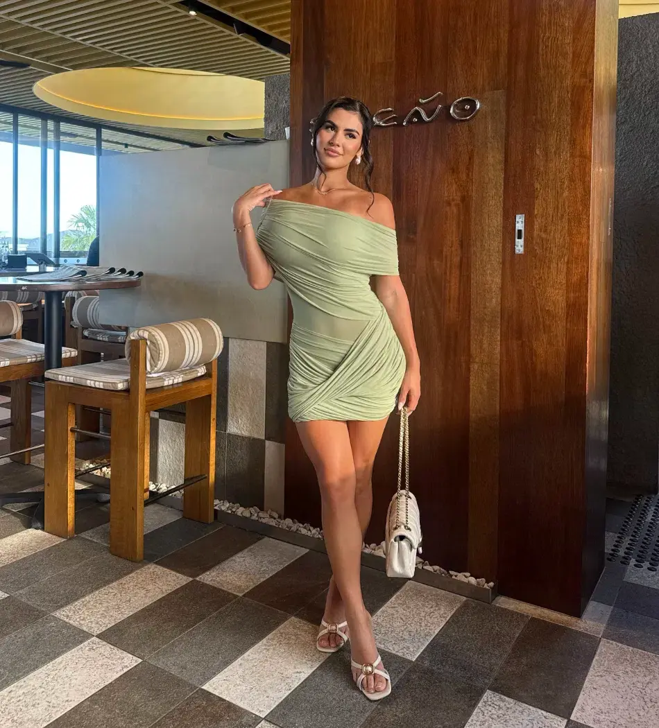 Benni Otto Mini Dress in Pistachio Green AU 6 XS for rent on The Volte - main image