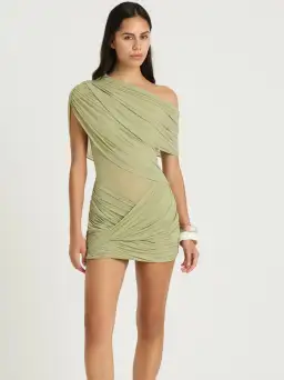 Benni Otto Mini Dress in Pistachio Green AU 6 XS for rent on The Volte - image 3