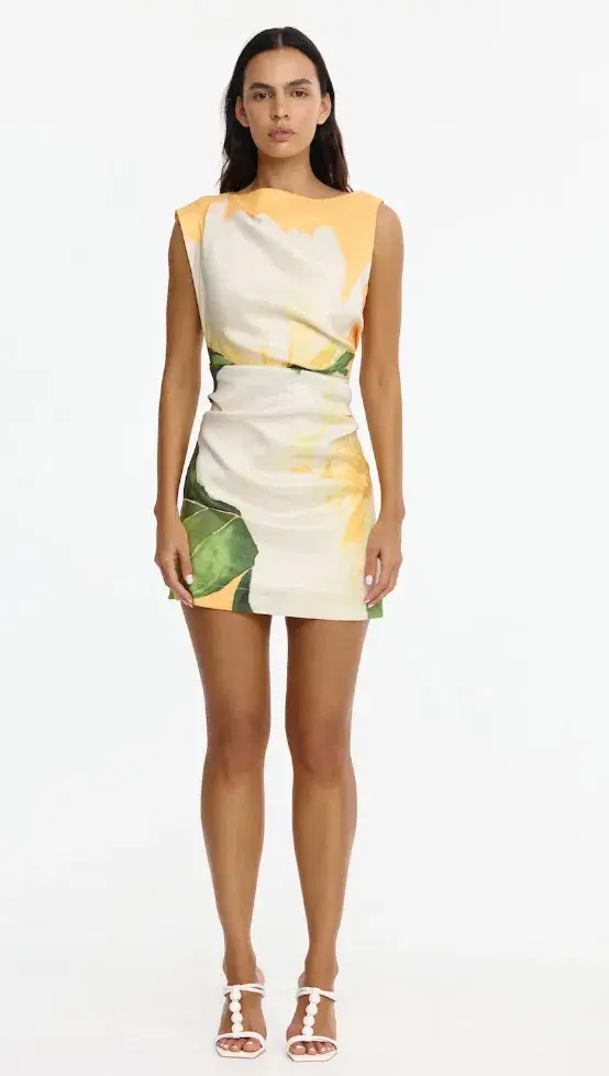 Acler Inkford Yellow Floral Mini Dress - Image 1