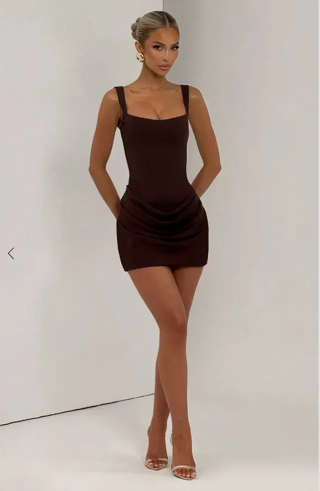 Cornelia Mini Dress - Plum Brown - Image 4