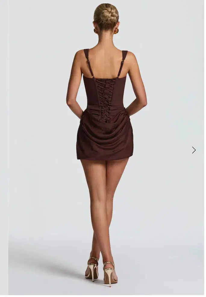 Cornelia Mini Dress - Plum Brown for rent on The Volte - main image