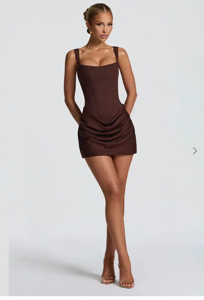Cornelia Mini Dress - Plum Brown - Image 2